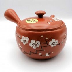Japanese teapot tokoname kyusu, AKA SAKURA, red and cherry blossoms