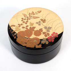 Japanese black and gold jewelry box in resin flower pattern, HANANO