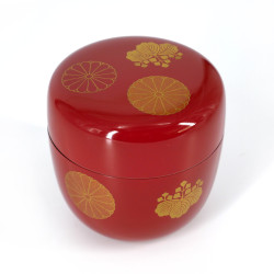 Caja de té japonés rojo natsume en resina de patrón tradicional, KODAIJI, 40g