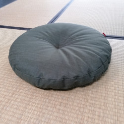 Cuscino rotondo da meditazione, ZABUTON, tessuto DENIM verde