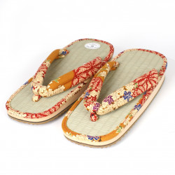 Paar japanische Sandalen - Zori Stroh Goza, NAOMI, gelb