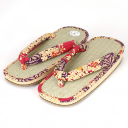 Paar japanische Sandalen - Zori Stroh Goza, NAOMI, lila