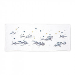 Asciugamano piccolo in cotone giapponese con motivo a piviere blu, NAMICHIDORI, 34 x 88 cm