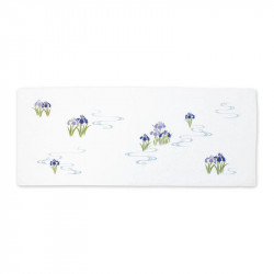 Petite Serviette japonaise en coton motif iris bleue, AOI KOSAI, 34 x 88 cm