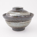 Tazón de cerámica japonés con tapa, BURASHI, gris