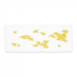 Toalla japonesa pequeña de algodón con estampado de mimosa amarilla, MIMOZA, 34 x 88 cm