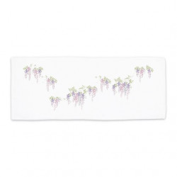 Petite Serviette japonaise en coton motif glycine violette, FUJI MURASAKI, 34 x 88 cm