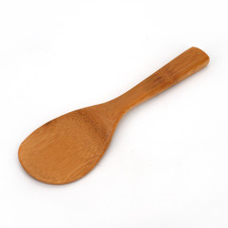 Japanese flat bamboo spoon for rice, SUSUMARU, 23cm