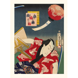 Japanese print, Legendary tales of knights, Bando Mitsugoro, blue, KUNISADA