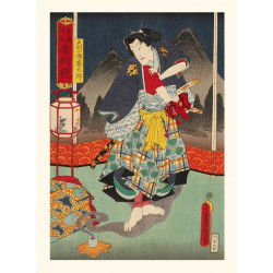 Japanese print, Tournament of magicians, Ichimura Uzaemon XIII, KUNISADA