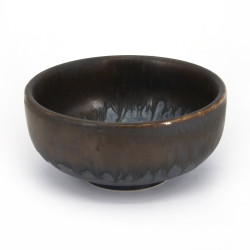 Piccolo recipiente in ceramica giapponese, marrone e gocciolante - SHIZUKU