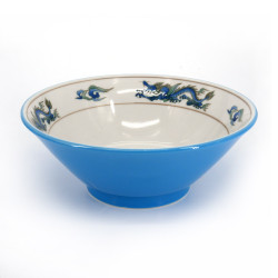 Ciotola ramen in ceramica blu giapponese, RYU, drago blu