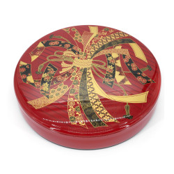 Portapranzo giapponese a scomparti rosso con fiocco di nastri, NOSHI, 31 cm