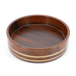 Large resin tray, brown wood pattern and golden lines - MOKU