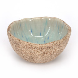 Piccolo vaso in ceramica giapponese, beige e blu - KICHO