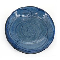Piatto rotondo giapponese in ceramica, blu scuro - JIMINA - 21cm
