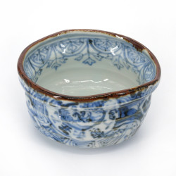 Cuenco japonés para ceremonia del té blanco y azul, SUISEI, 11cm