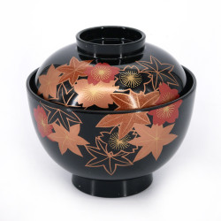 Bol à soupe avec couvercle noir en résine, SAKURA MOMIJI, 11 cm