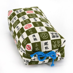 Japanese cushion makura green checkerboard pattern, CHEKKABODO, 32cm