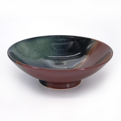 Japanese blue and brown ceramic ramen bowl, BUNRI