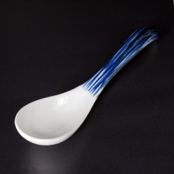 Cucchiaio in ceramica giapponese bianco e blu, CHOKUSEN, 17cm