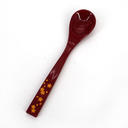 Japanese resin spoon, SAKURA, red and cherry blossom