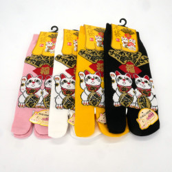 Chaussettes japonaises tabi en coton motif Chat, NEKO, couleur au choix, 22-25 cm