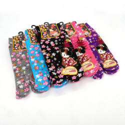 Chaussettes japonaises tabi en coton motif fleurs et fille,MUSUME , couleur au choix, 22 - 25cm