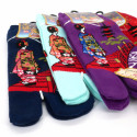 Japanese tabi socks in cotton with Geisha woman motif on a bridge, GEISHA NO'NA HASHI, color of your choice, 22 - 25cm