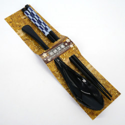 Pair of chopsticks and spoon set in assorted acrylic and Blue resin, YAGASURI Aoi