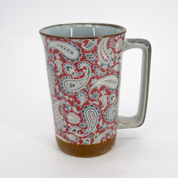 Grande tazza da tè giapponese in ceramica - Paisley rosso