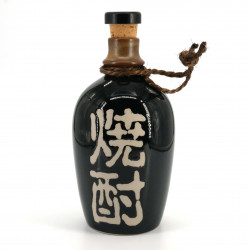 botella para alcool japonés 1,1lt TENMOKU KESSHO, negro y kanji
