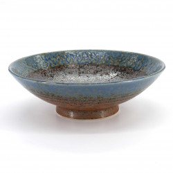 Ciotola giapponese svasata in ceramica Ø24 cm, marrone e blu indaco, CHAIRO INDIGOBURU