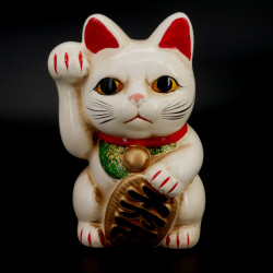 Giant white cat right paw raised manekineko Japanese piggy bank, NEKO SHIRO