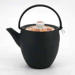 Small round Japanese prestige cast iron teapot, CHÛSHIN KÔBÔ MARUTSUTU, MOMIJI, 0.4 L
