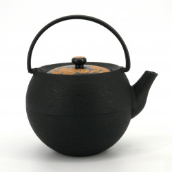 Japanese prestige round cast iron teapot, CHÛSHIN KÔBÔ MARUTAMA, AKATSUKI, 1.1 L