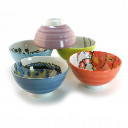 set of 5 Japanese rice bowls Deco fish 16M91145