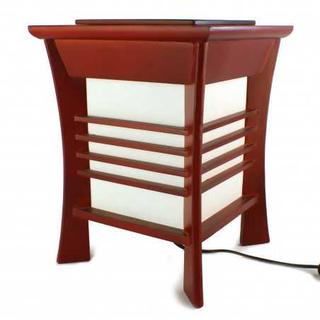 Lampada da tavolo giapponese in legno rosso, AKIDA, 22 x 28,5 cm