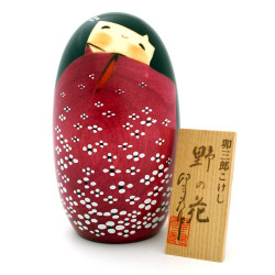 muñeca de madera japonesa - kokeshi, HANA, roja