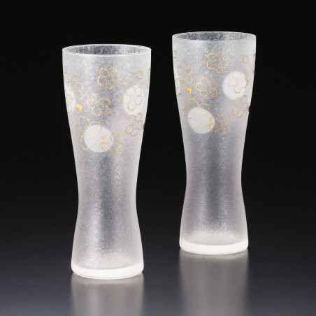 Set of 2 Japanese beer glasses, PREMIUM SAKURA