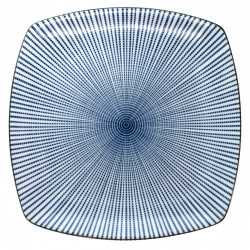 medium-sized square plate blue SENDAN TOKUSA