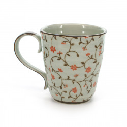 teacup with red flower patterns white SABI KARAKUSA AKA